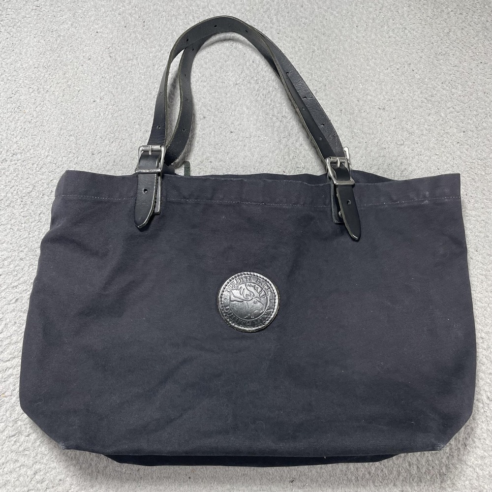 Duluth Pack Tote Shoulder Bag Womens Large Black Canvas Leather Handles Made USA